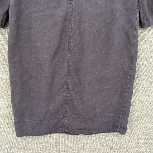 Eileen Fisher Organic Linen Shift Dress Womens Small Navy Button Front Minimal - Picture 10 of 14